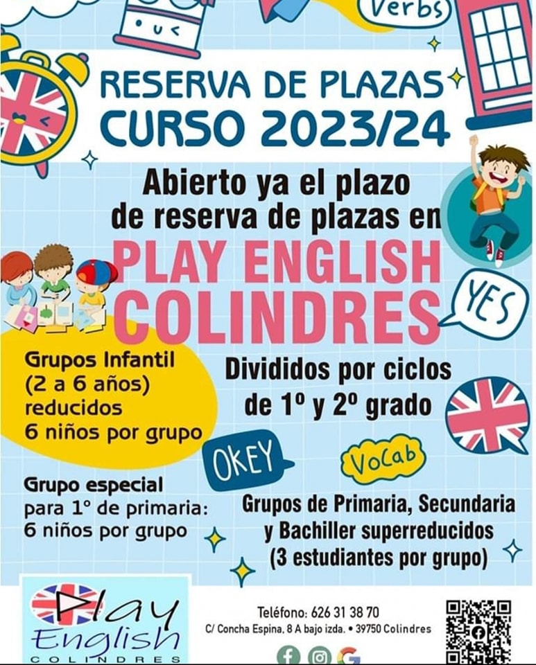 Reservar plazas inscripciones play english colindres 2023